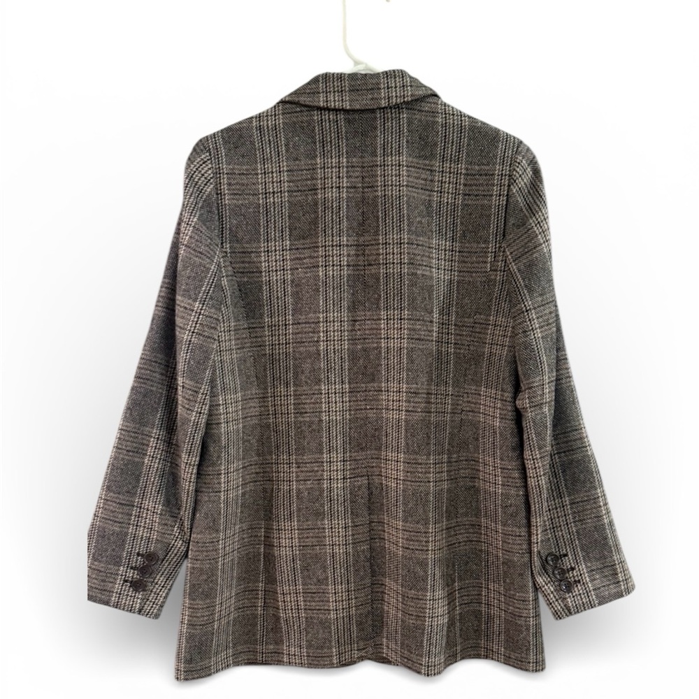 Talbots women’s LONG WOOL BLEND BLAZER - GLEN PLAID - Picture 3 of 6
